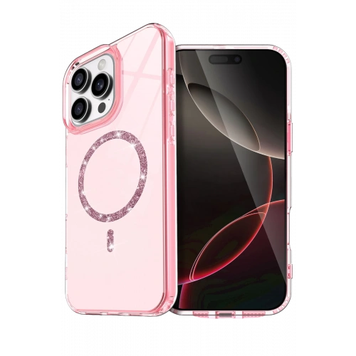 BFS  Apple iPhone 16 Pro Live Diamond Magsafe Kapak - Pembe