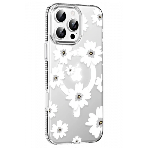 BFS  Apple iPhone 16 Pro Max Floral Magsafe Kapak - Beyaz