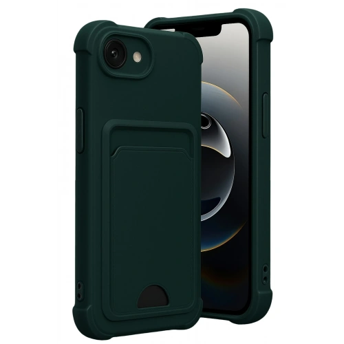 BFS  Apple iPhone 16E Kelvin Kartvizitli Silikon - Koyu Yeşil