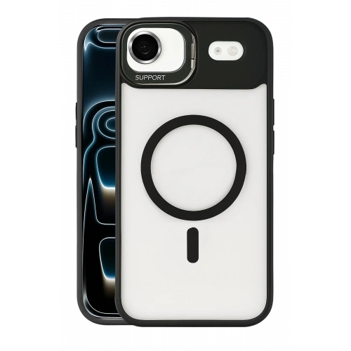 BFS  Apple iPhone 17 Air Remim Lensli Magsafe Standlı Kapak - Siyah
