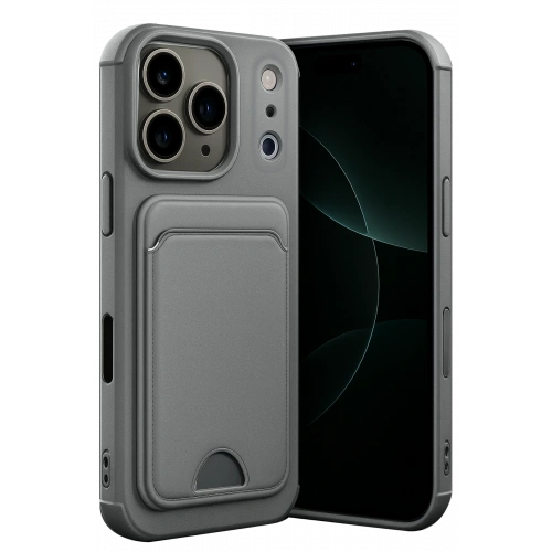 BFS  Apple iPhone 17 Pro Max Kelvin Kartvizitli Silikon - Gri