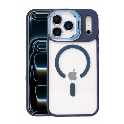 BFS  Apple iPhone 17 Pro Max Remim Lensli Magsafe Standlı Kapak - Lacivert