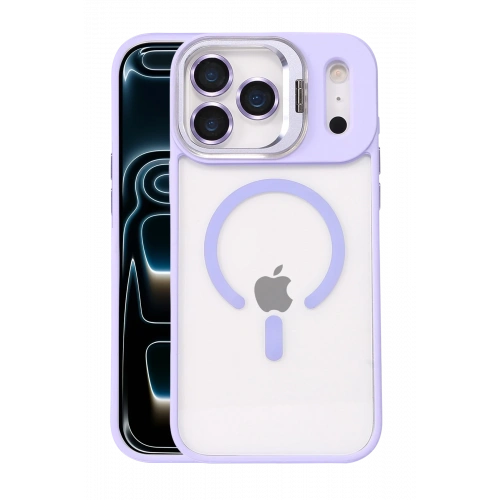 BFS  Apple iPhone 17 Pro Remim Lensli Magsafe Standlı Kapak - Lila