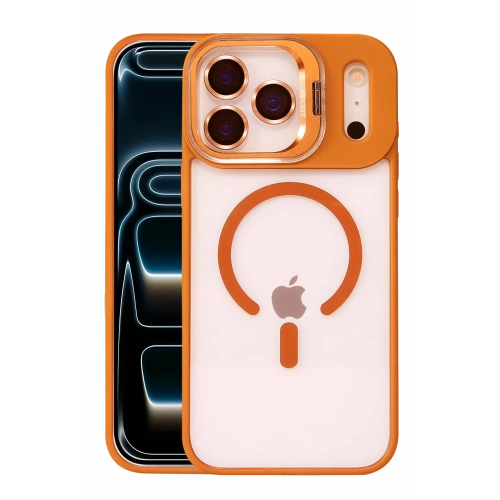 BFS  Apple iPhone 17 Pro Remim Lensli Magsafe Standlı Kapak - Turuncu