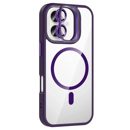 BFS  Apple iPhone 17 Remim Lensli Magsafe Standlı Kapak - Derin Mor