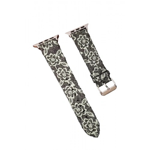 BFS  Apple Watch 38mm Creeper Desenli Kordon - Siyah