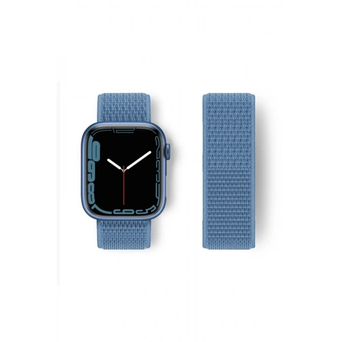 BFS  Apple Watch 38mm Hasırlı Cırtcırtlı Kordon - Mavi