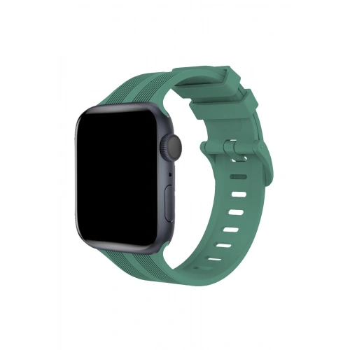 BFS  Apple Watch 38mm KR408 Çizgili Silikon Kordon - Yeşil