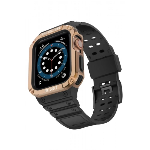 BFS  Apple Watch 42mm KR401 Silikon Kordon - Siyah-Rose