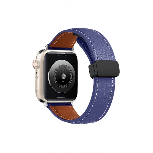 BFS  Apple Watch 42mm KR414 Daks Deri Kordon - Lacivert