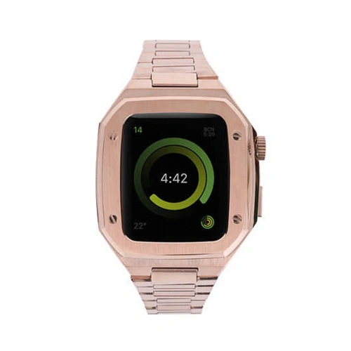 BFS  Apple Watch 44mm Metal Petek Kasalı Kordon - Rose Gold