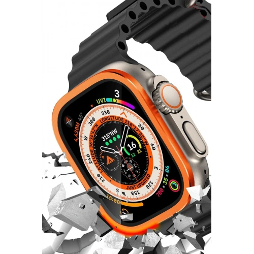 BFS  Apple Watch Ultra 49mm Alüminyum Kasa Cam Ekran Koruyucu - Turuncu