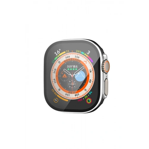 BFS  Apple Watch Ultra 49mm Legend Camlı Kasa Ekran Koruyucu - Siyah-Gümüş