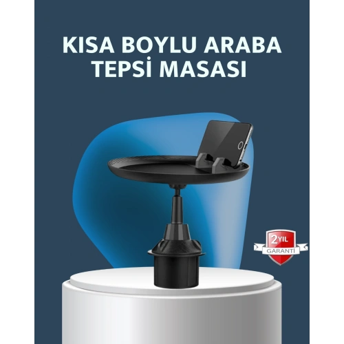 BFS Araç İçi 360° Ayarlanabilir Bardaklık Tepsisi Geniş Yüzeyli ve Telefon Standlı