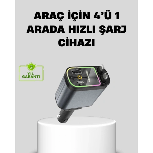 BFS Araç Şarj Cihazı 66W 4 Portlu Hızlı Şarj ve LED Işıklı