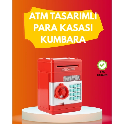 BFS ATM Görünümlü Kırmızı Elektronik Şifreli Kumbara