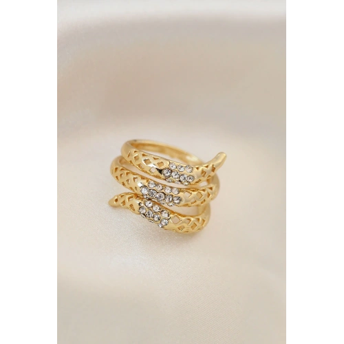 BFS Ayarlamalı Altın Renk Metal Zirkon Taşlı Yüzük