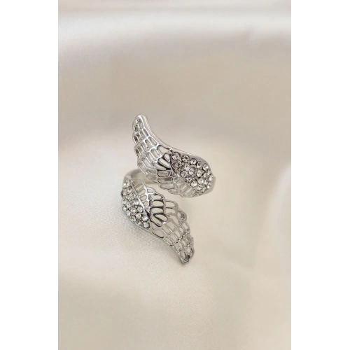 BFS Ayarlamalı Silver Renk Metal Zirkon Taşlı Kanat Yüzük