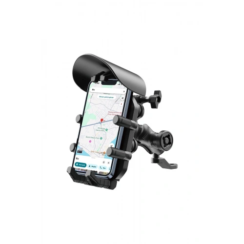 BFS Ayna Bağlantılı Güneş Ve Yağmur Korumalı 360° Derece Ayarlanabilir Motosiklet Telefon Tutucu