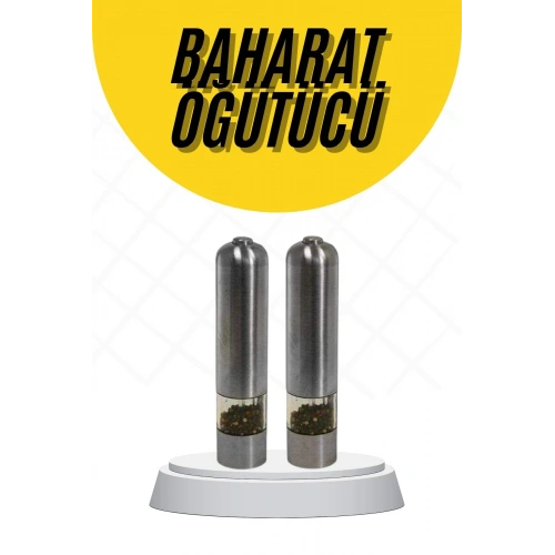 BFS Baharat Öğütücü Paslanmaz Ayarlanabilir Otomatik Pilli Işıklı Tuz & Karabiber