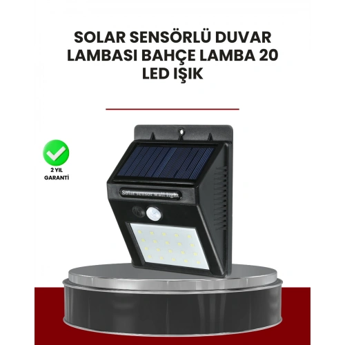 BFS Bahçe ve Dış Mekanlar İçin Güneş Enerjili 20 LED Hareket Sensörlü Lamba