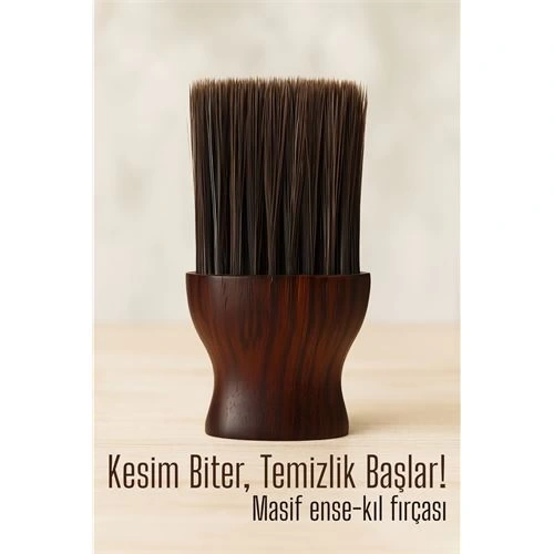 BFS  Berber Ense Fırçası Saç Temizleme Fırçası - Berber Temizlik Fırçası Masif Ahşap