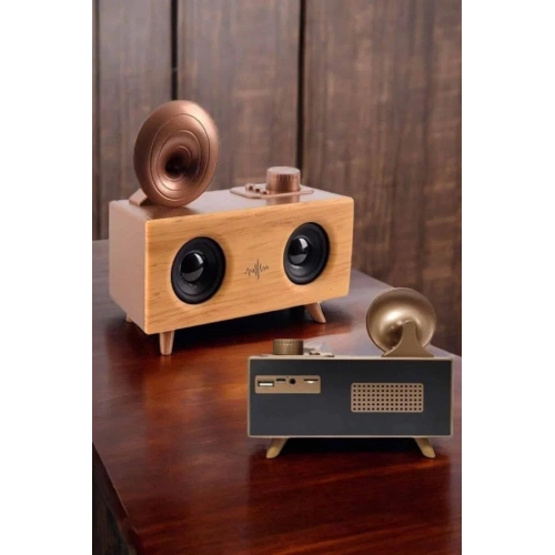 BFS Bluetooth Hoparlör Ahşap Klasik Retro Gramofon Bluetooth Müzik Kutusu