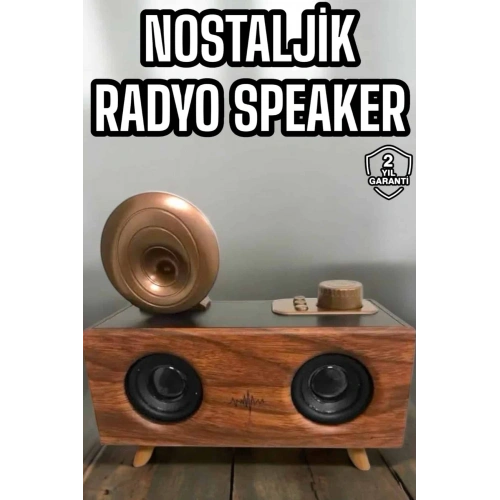 BFS Bluetooth Hoparlör Ahşap Klasik Retro Gramofon Bluetooth Müzik Kutusu