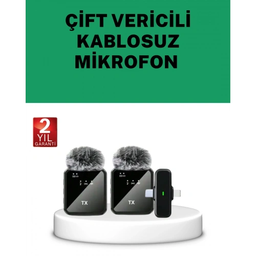 BFS Canlı Yayın ve Video Çekimleri İçin Çiftli Kablosuz Yaka Mikrofon