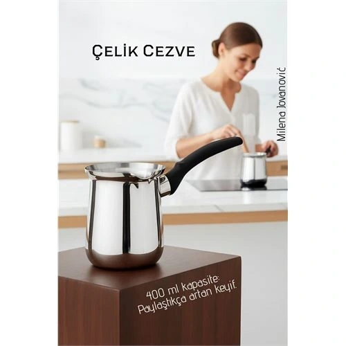 BFS Çelik Cezve 400 ml - Süt ve Kahve Cezvesi