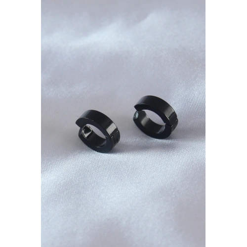 BFS Çelik Siyah Renk Sıkıştırmalı Erkek Küpe