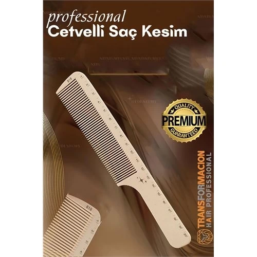 BFS  Cetvelli Saç Kesim Tarağı - Berber Kuaför Saç Kesim Tarağı Profesyonel
