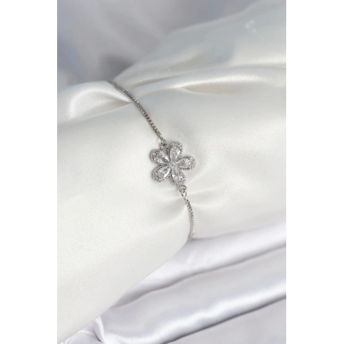 BFS Çiçek Model Asansörlü Gümüş Renk Kadın Bileklik