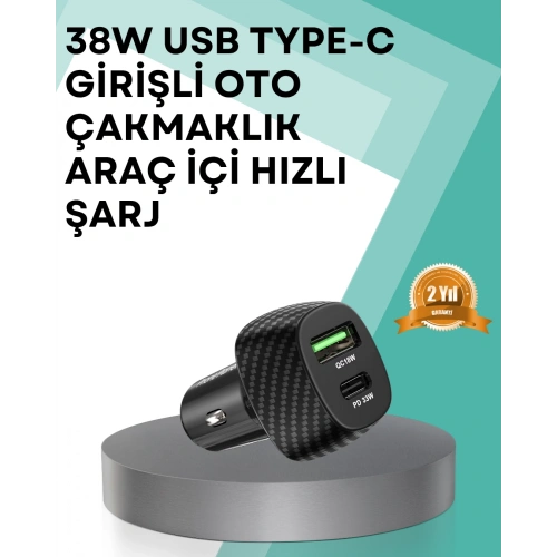 BFS Çift Cihaz Destekli 38W Güçlü Çakmaklık Araç Şarj Cihazı