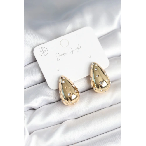 BFS Damla Model Pirinç Gold Renk Kadın Küpe