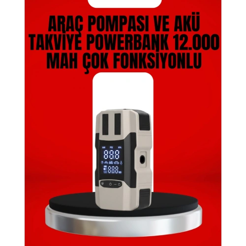 BFS Dijital Ekranlı Araç Pompası Akü Takviye Powerbank 12.000 mAh