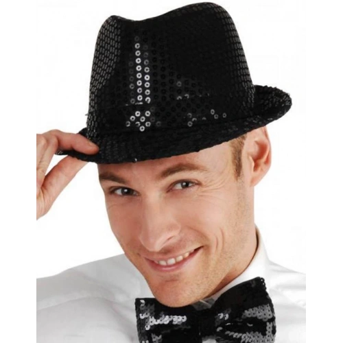 BFS   Disko Star Siyah Payetli Fötr Şapka Yetişkin Boy