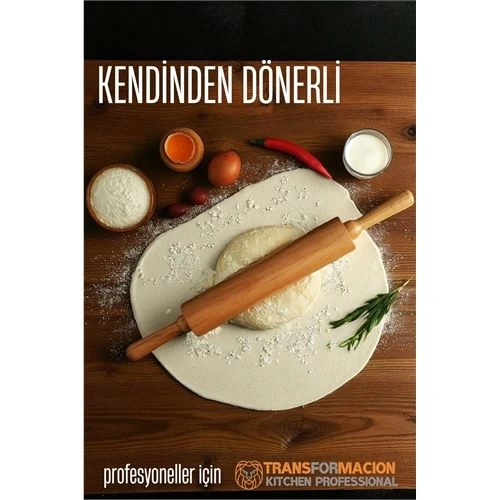 BFS Dönerli Ahşap Merdane Hamur Açma Merdanesi - Mutfak Merdanesi