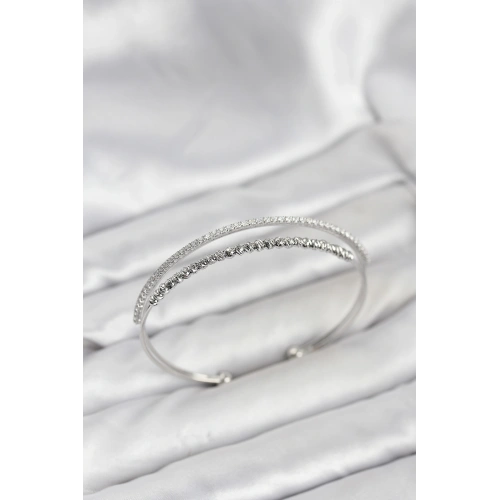 BFS Dorika Model Pirinç Gümüş Renk Kadın Bileklik