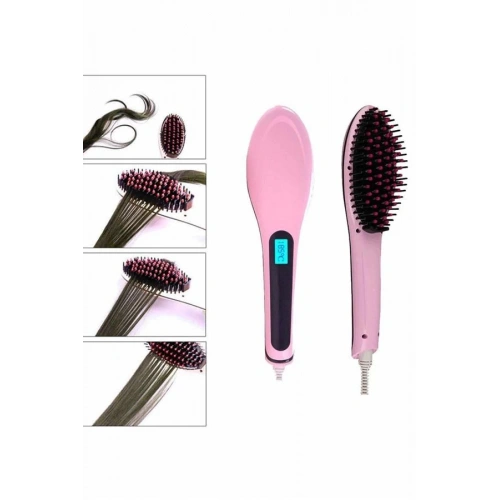 BFS Elektrikli Saç Düzleştirici Tarak Saç Düzleştirici Fırça Sıkı Dişli Pembe