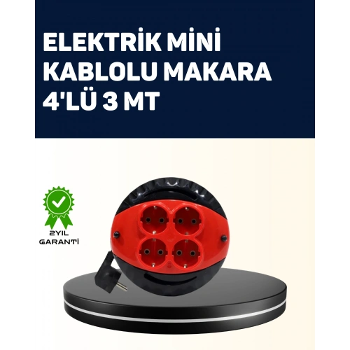 BFS Ev ve Ofis İçin 3 Metre Kablolu 4 Priz Makarası