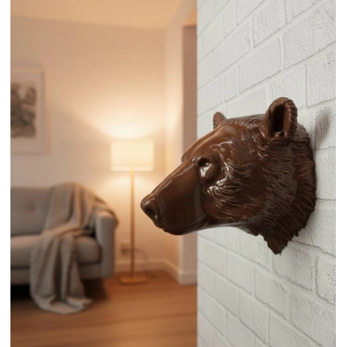 BFS Ev ve Ofis İçin Dekoratif Ayı Başı Heykel Hediyelik Duvar Aksesuarı