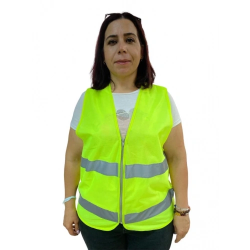 BFS Fermuarlı Sarı İkaz Yeleği XL Beden 59 cm