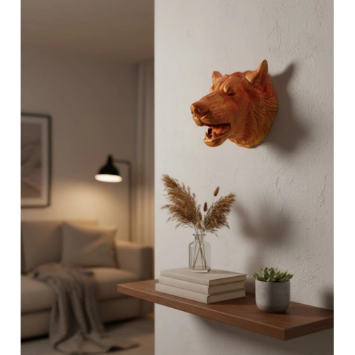 BFS Gold Renk 3D Kurt Başı Duvar Dekoru