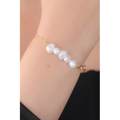 BFS Gold Renk İnci Boncuk Model Kadın Bileklik