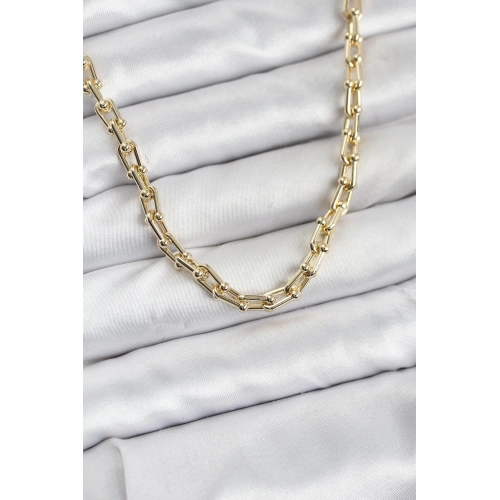 BFS Gold Renk Pirinç Tifani Model Kadın Kolye