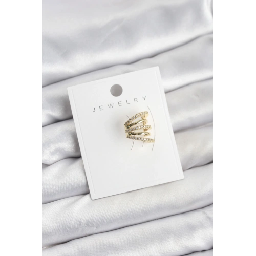 BFS Gold Renk Pirinç Zirkon Taşlı Kıkırdak Earcuff Küpe