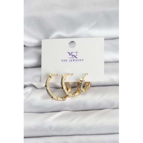 BFS Gold Renk Zirkon Taşlı Kadın Küpe