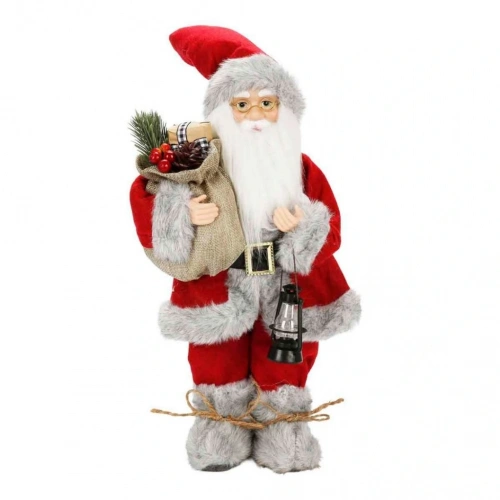 BFS Gri Kürklü Noel Baba Dekoratif Biblo 41 cm