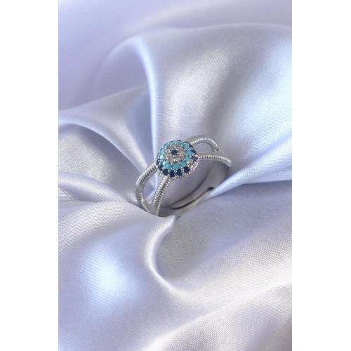 BFS Gümüş Renk Nazar Boncuk Model Kadın Yüzük